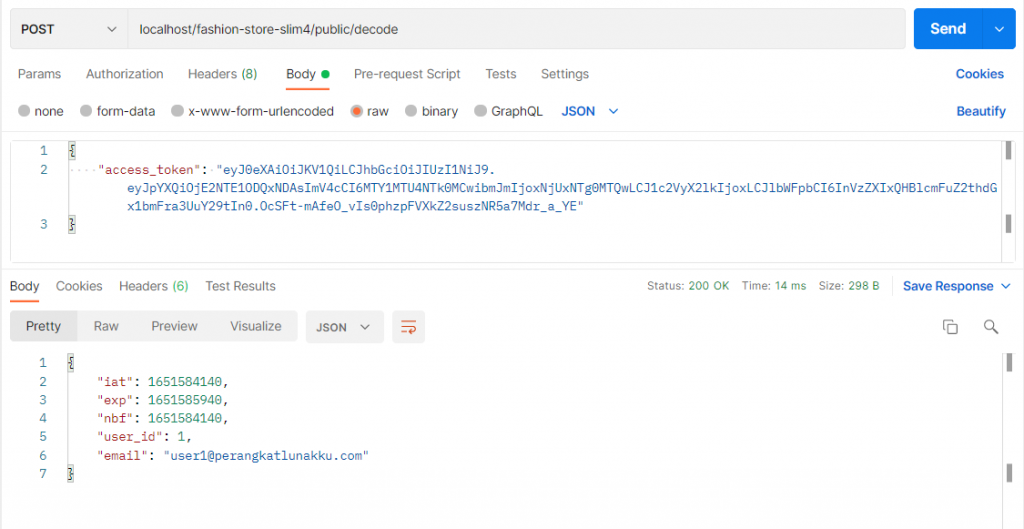 Slim4 decode JWT access token
